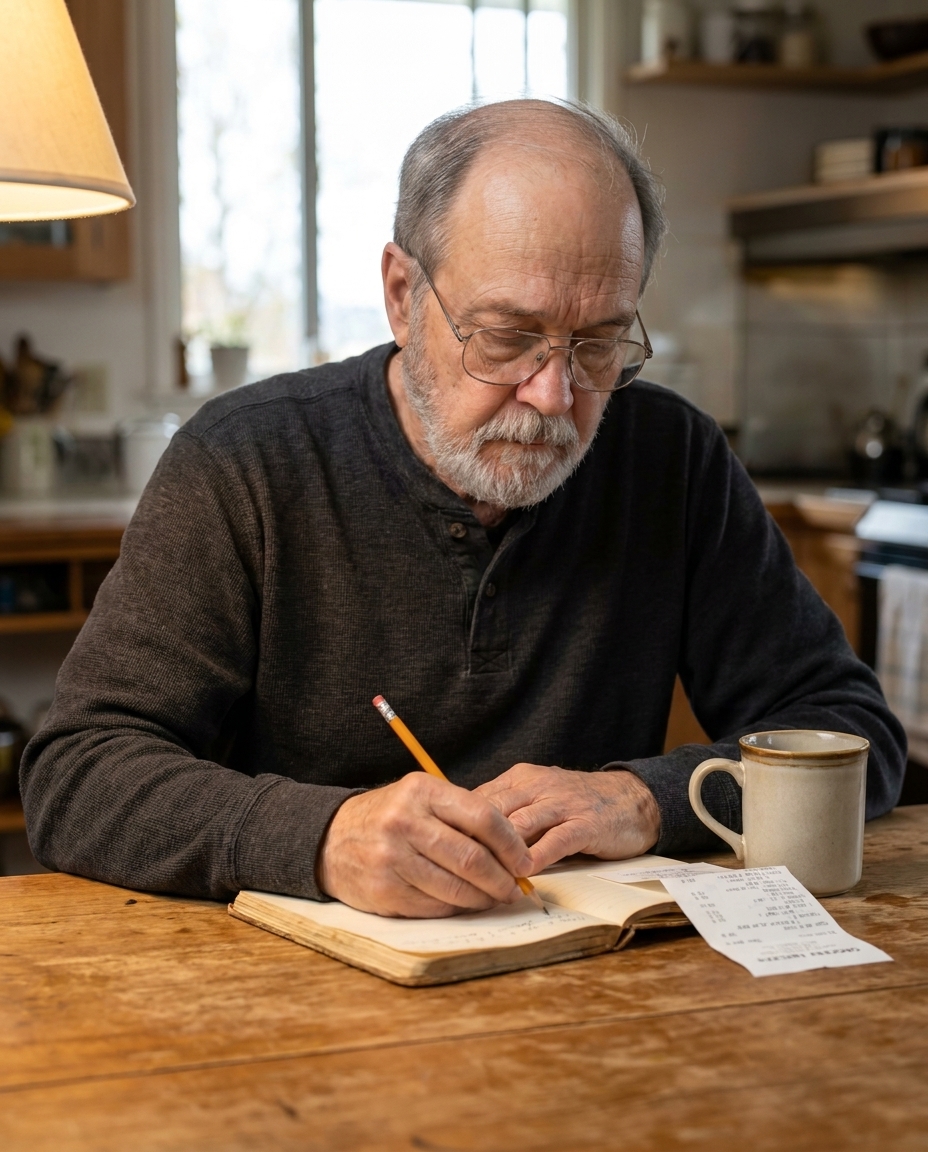 Amos Hale writing his price book